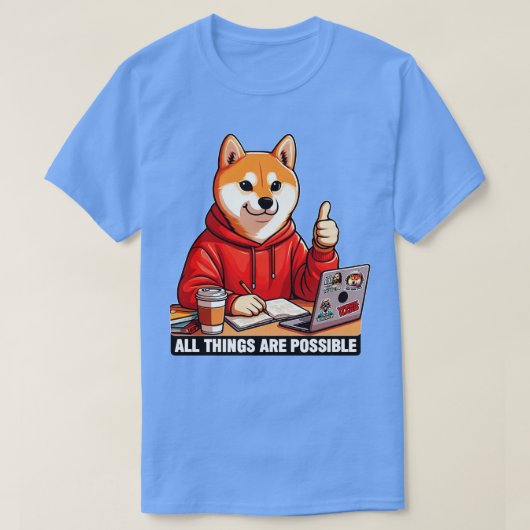 すべての事が可能な柴犬犬のラップトップのホーム Tシャツ (デザイン正面)