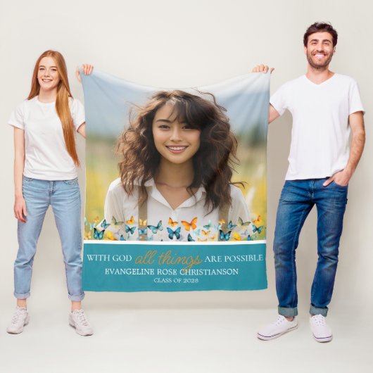 すべての事が可能な神とバタフライグラード フリースブランケット (インサイチュ)