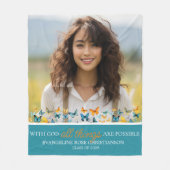 すべての事が可能な神とバタフライグラード フリースブランケット (正面)