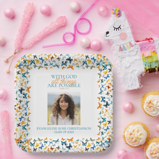 すべての事が可能な神とバタフライグラード ペーパープレート (パーティー)