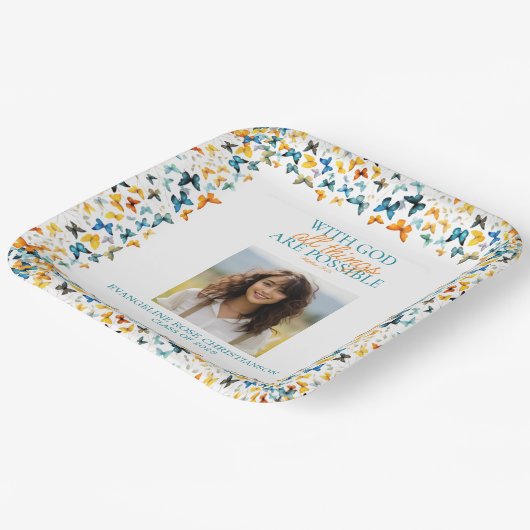 すべての事が可能な神とバタフライグラード ペーパープレート (傾斜あり)