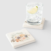 すべての事で与え感謝していフローラバラ ストーンコースター (横)