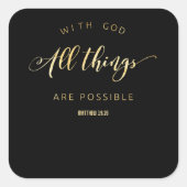 すべての事は可能である神とマタイ19:26 スクエアシール (正面)