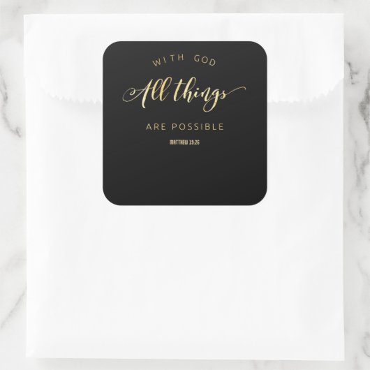 すべての事は可能である神とマタイ19:26 スクエアシール (バッグ)