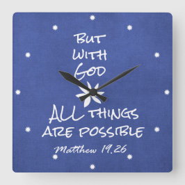 すべての事は可能な聖書の聖句 スクエア壁時計