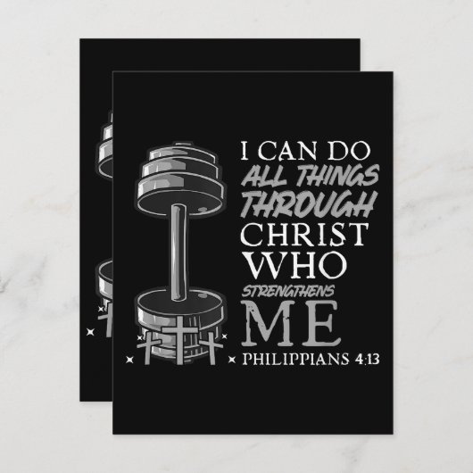 すべての事を行うことができる重量挙げジムキリスト教聖書 エンクロージャーカード (正面/裏面)
