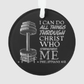 すべての事を行うことができる重量挙げジムキリスト教聖書 オーナメント (裏面)