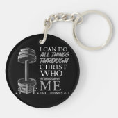 すべての事を行うことができる重量挙げジムキリスト教聖書 キーホルダー (裏面)