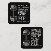 すべての事を行うことができる重量挙げジムキリスト教聖書 スクエア名刺 (正面/裏面)