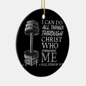 すべての事を行うことができる重量挙げジムキリスト教聖書 セラミックオーナメント (右)