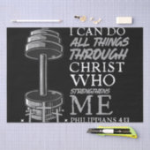 すべての事を行うことができる重量挙げジムキリスト教聖書 薄葉紙 (クラフト)