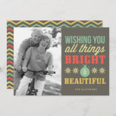 すべての事明るく美しい休日フォトカード シーズンカード (正面/裏面)