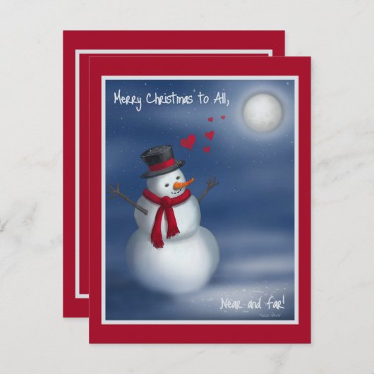 すべての人々に、近くにいる人にも遠くにいる人にも、クリスマスの喜びが！ ホリデーカード (正面/裏面)