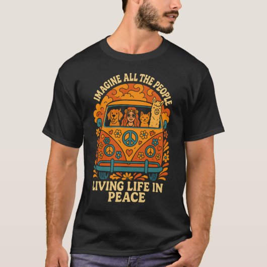 すべての人が平和に生きている世界を想像してごらん Tシャツ (正面)