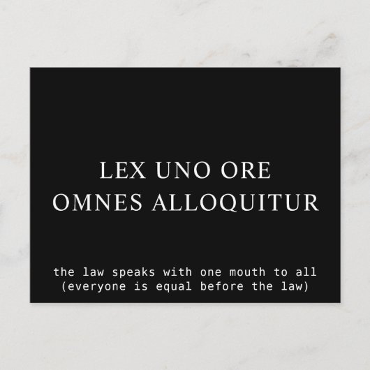 すべての人が法の前に平等ラテン引用文 ポストカード (正面)