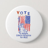 すべての人に対して青い自由と正義を投票する 缶バッジ (正面)