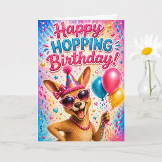 すべての人のためのカンガルーの誕生日カード カード (小さな植物)