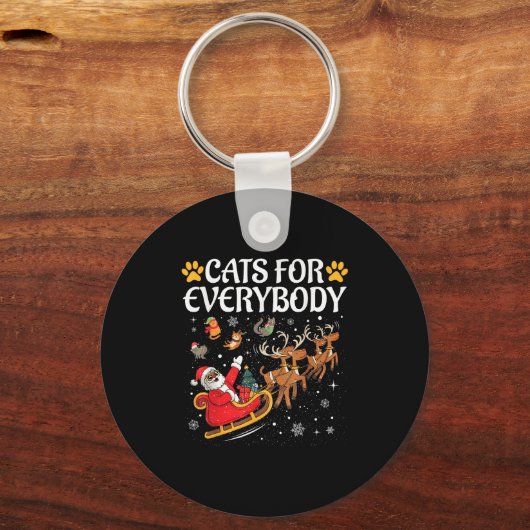 すべての人のための猫たち男の子女の醜いクリスマスC キーホルダー (正面)