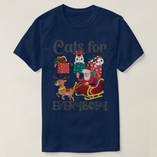 すべての人のための猫 サンタ 面白い クリスマス パジャマ  クリスマス Tシャツ (デザイン正面)