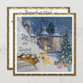 すべての人のための美しいクリスマスパーティー 招待状 (正面/裏面)