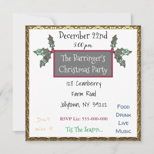 すべての人のための美しいクリスマスパーティー 招待状 (裏面)