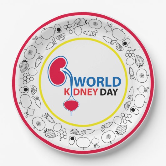 すべての人のための腎臓の健康どこでも紙プレート ペーパープレート (正面)