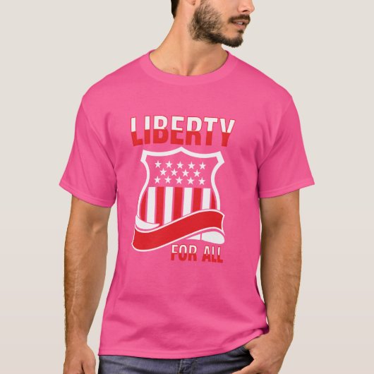 すべての人のための自由。独立記念日、国旗、男性、Wom Tシャツ (正面)