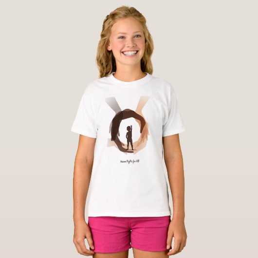 すべての人の人権 – ミニマル・ダイバーシティ・サークル デ Tシャツ (正面フル)