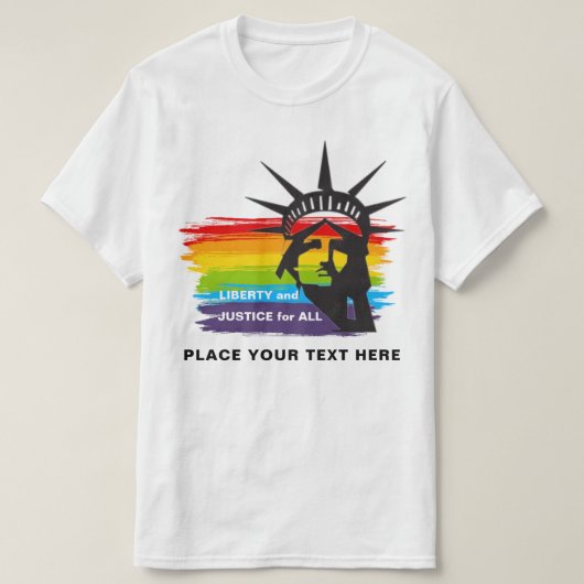 すべての人の自由と正義 ゲイ プライド パーソナライズデザイン Tシャツ (デザイン正面)