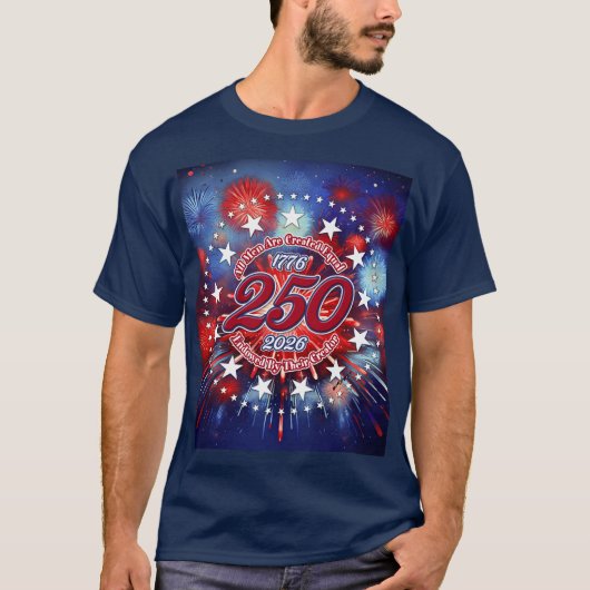 すべての人は創造されたグラフィック花火バースト Tシャツ (正面)