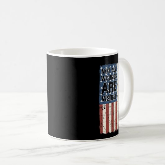 すべての傷が見えるPtsd引用文米国陸軍Vete コーヒーマグカップ (正面右)