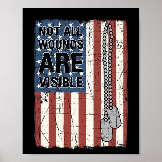すべての傷が見えるPtsd引用文米国陸軍Vete ポスター (正面)
