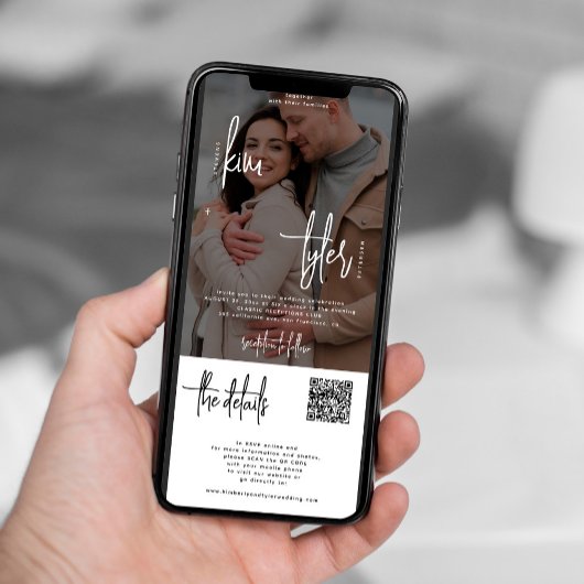 すべての写真を1つのQRコードrsvp詳細結婚 招待状