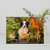 すべての処理 |ハロウィーンのペット写真 箔シーズンカード (立ち正面)