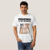 すべての動物の友達 ネコ ブタ イヌ Tシャツ (正面フル)