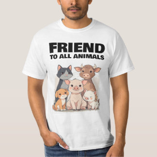 すべての動物の友達 ネコ ブタ イヌ Tシャツ