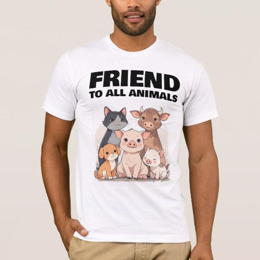 すべての動物の友達 ビーガン Tシャツ (正面)