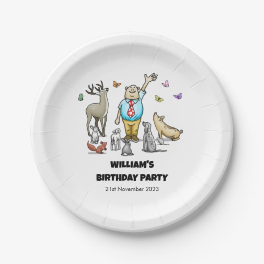 すべての動物の誕生日パーティーを呼び出す ペーパープレート (正面)