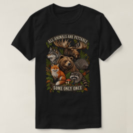 すべての動物は可愛いがなでられるのは一度だけ レトロ Tシャツ