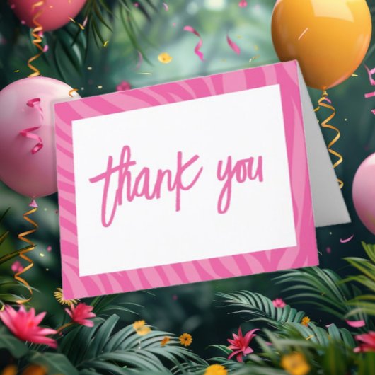 すべての動物を呼び出すピンクサファリジャングル サンキューカード