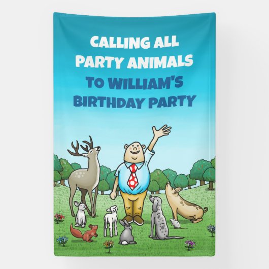 すべての動物を呼び出す誕生日 横断幕 (縦)