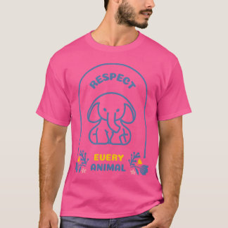 すべての動物を尊重しよう レトロデザイン Tシャツ