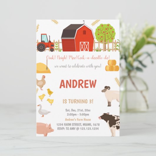 すべての動物農場の動物の誕生日招待状 招待状 (スタンド正面)