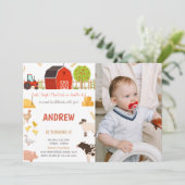 すべての動物 農場の動物の誕生日招待状 フォト 招待状 (スタンド正面)