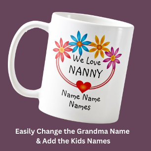 すべての名前を変更する子の名前Nany Flowerハート コーヒーマグカップ