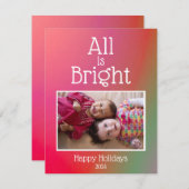 すべての喜びが輝く　赤と緑のオンブル写真　ハッピー ホリデー シーズンカード (正面/裏面)