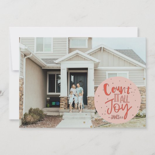 すべての喜びをカウントするクリスマスの休日のフォトカード カード (正面)