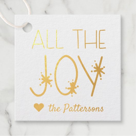 すべての喜び |かわいいパーソナライズされたホリデーギフトラベル フェイバータグ (正面)