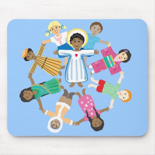 すべての国の子どもがいる子イエス マウスパッド (正面)