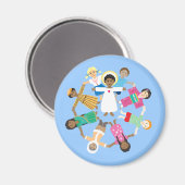 すべての国の子どもの輪を持つ子イエス マグネット (正面/裏面)